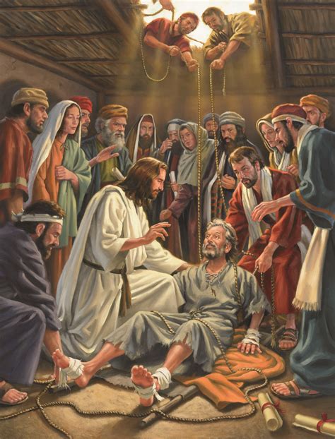 jesus healing the man dropped through the roof